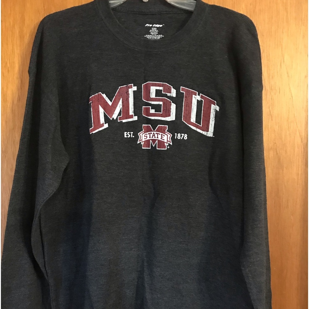 MSU Mississippi State University Charcoal Maroon XL Long Sleeve Knit Thermal